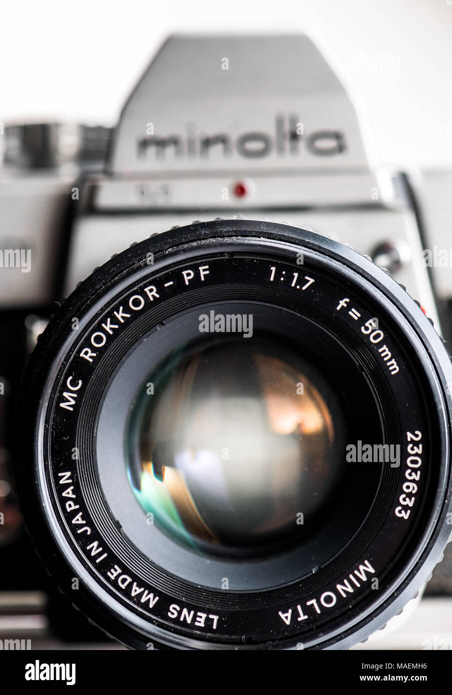 Minolta SRT 101 35mm Fotocamera manuale dagli anni sessanta. Foto Stock