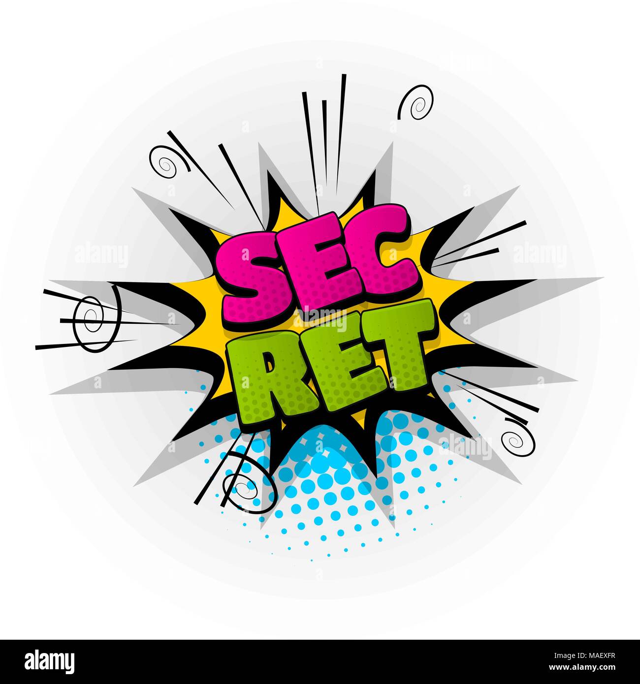 Segreto del libro di fumetti di testo pop art Illustrazione Vettoriale