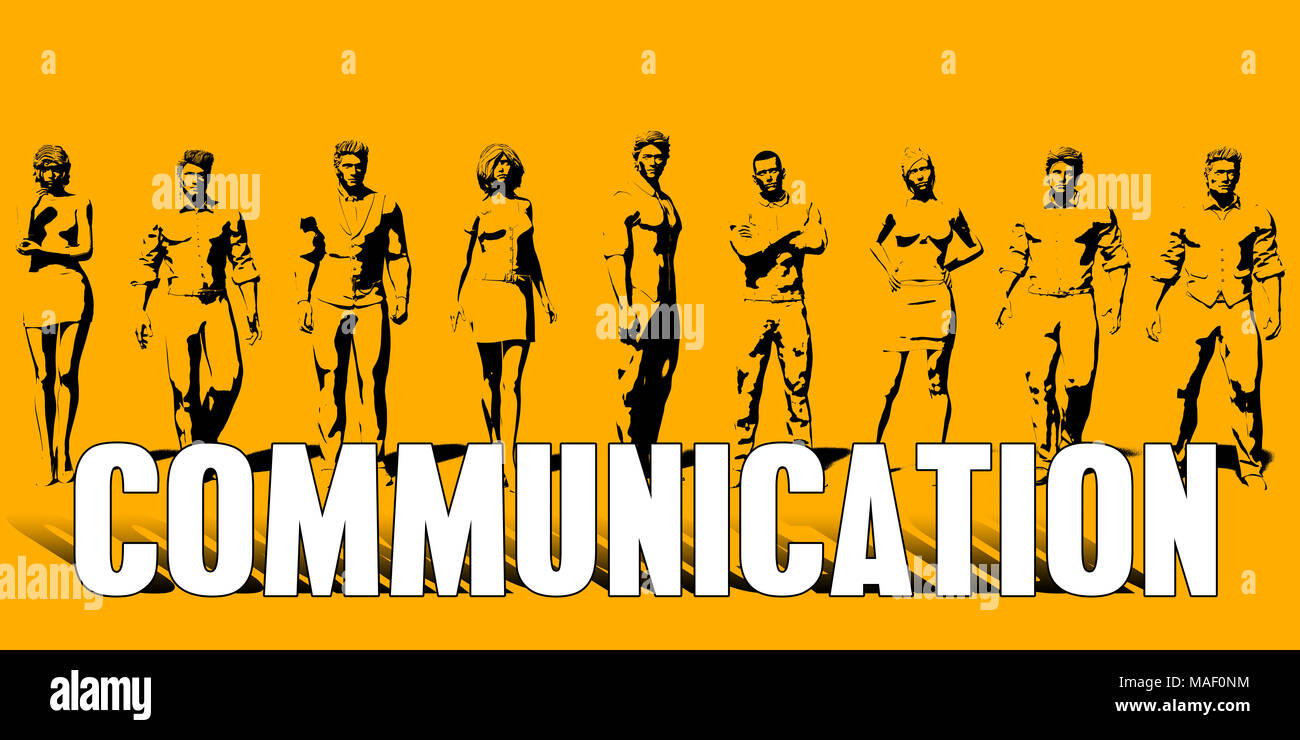 Concetto di comunicazione con i professionisti aziendali in piedi in una riga Foto Stock