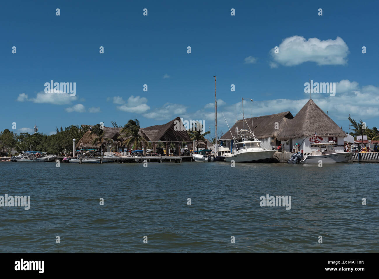 Il porto di Holbox, Quintana Roo, Messico Foto Stock