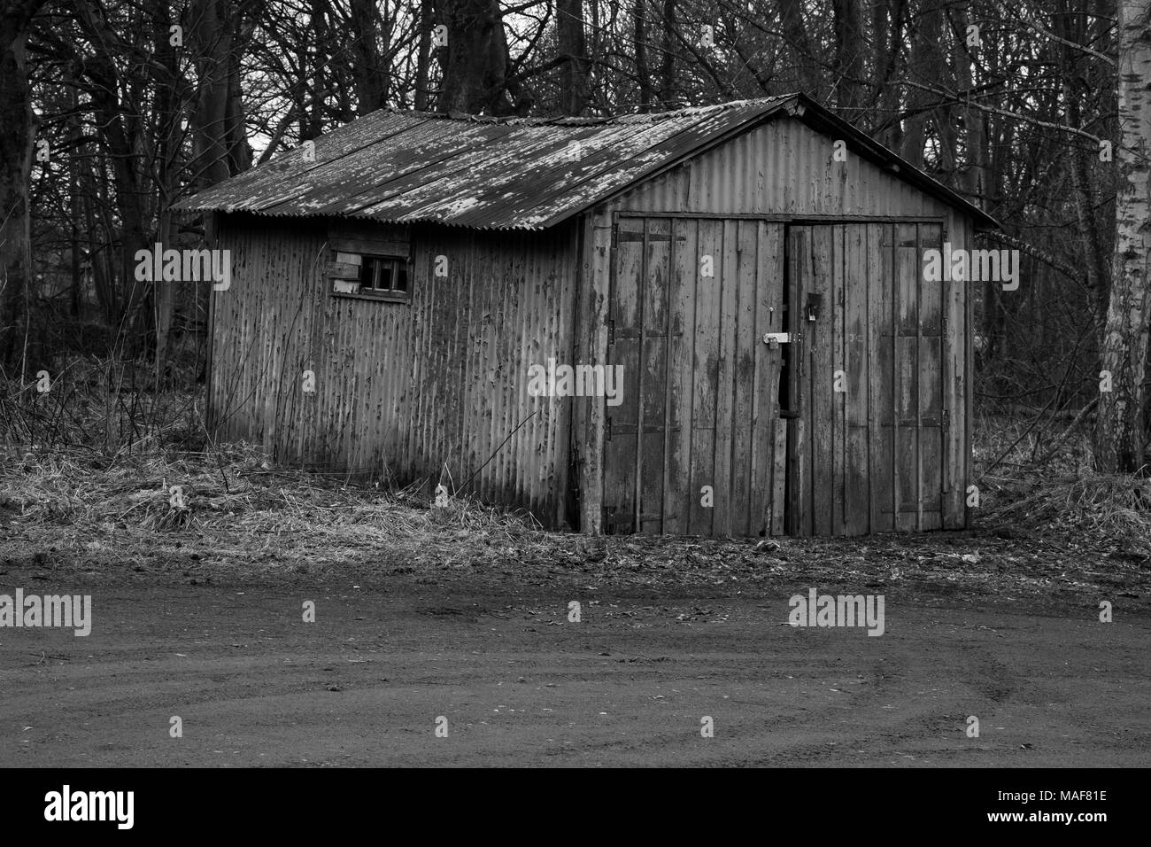 Vecchio Garage Foto Stock