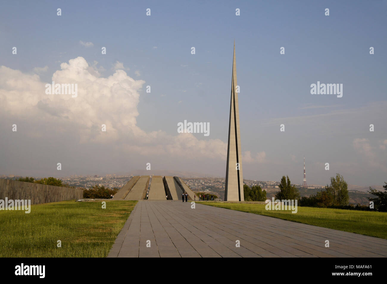 Il genocidio armeno memoriale sulla collina Tsiternakaberd (Fortezza di rondini), Yereven, Armenia Foto Stock