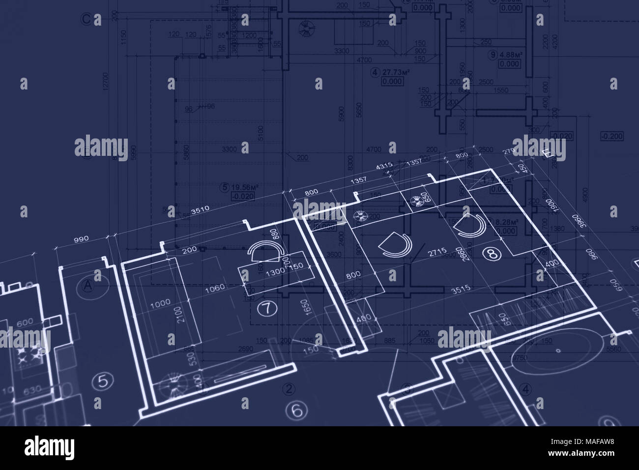 Gli architetti lo sfondo sul posto di lavoro. concetto costruttivo. blueprint, ingegneria civile edile plan closeup Foto Stock