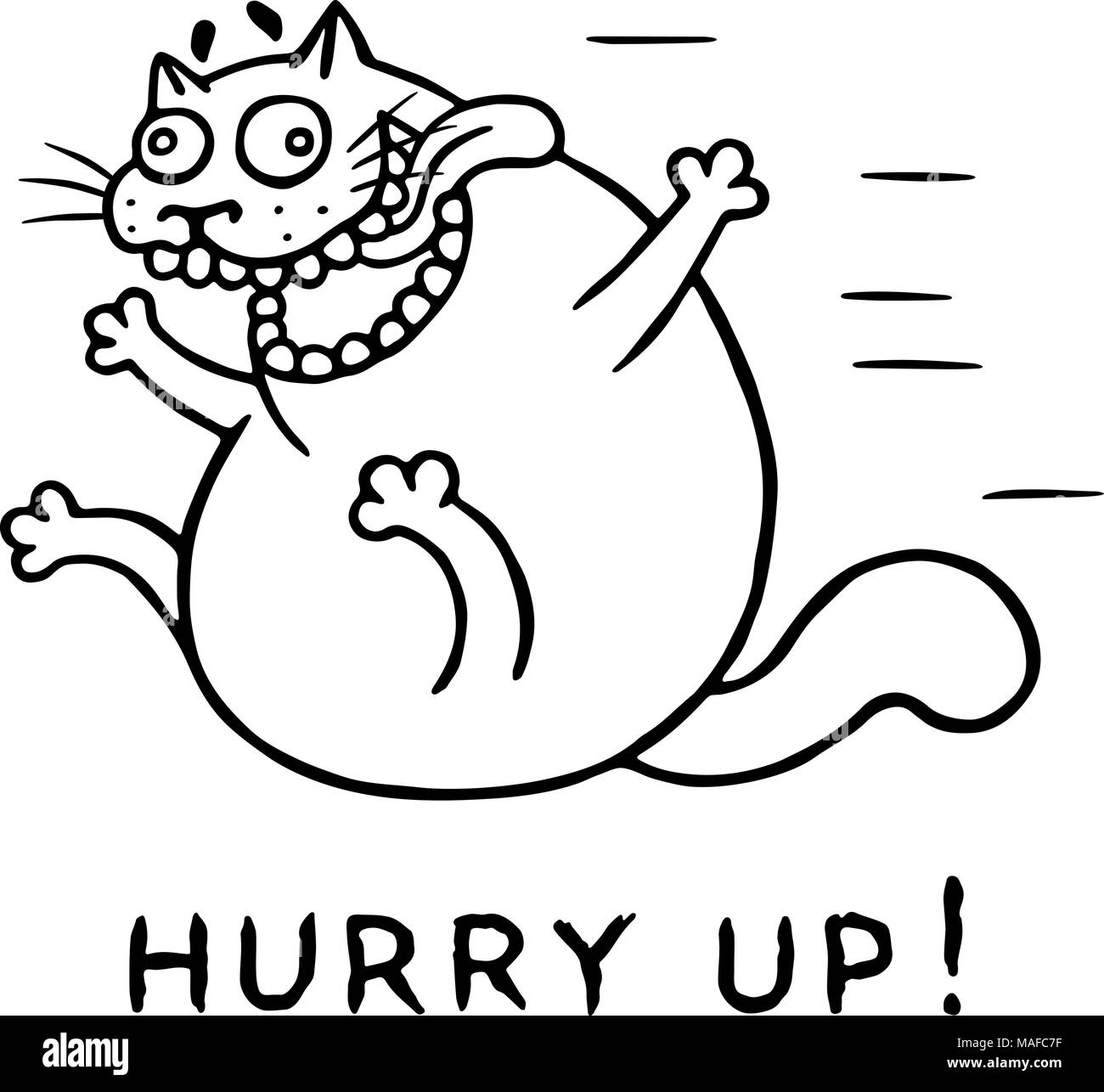 Funny psico cat salti dalla felicità. Illustrazione Vettoriale. Allegro carattere pet affrettatevi. Illustrazione Vettoriale