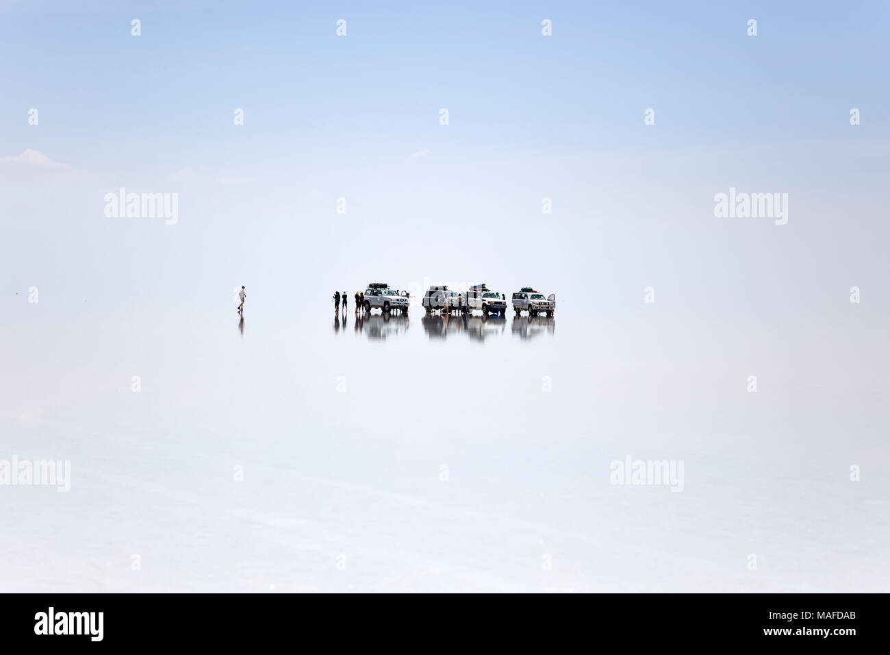 Spedizione al Salar de Uyuni in Bolivia. È i mondi più grande distesa di sale. Foto Stock Spedizione al Salar de Uyuni in Bolivia. È i mondi più grande distesa di sale. Foto Stock