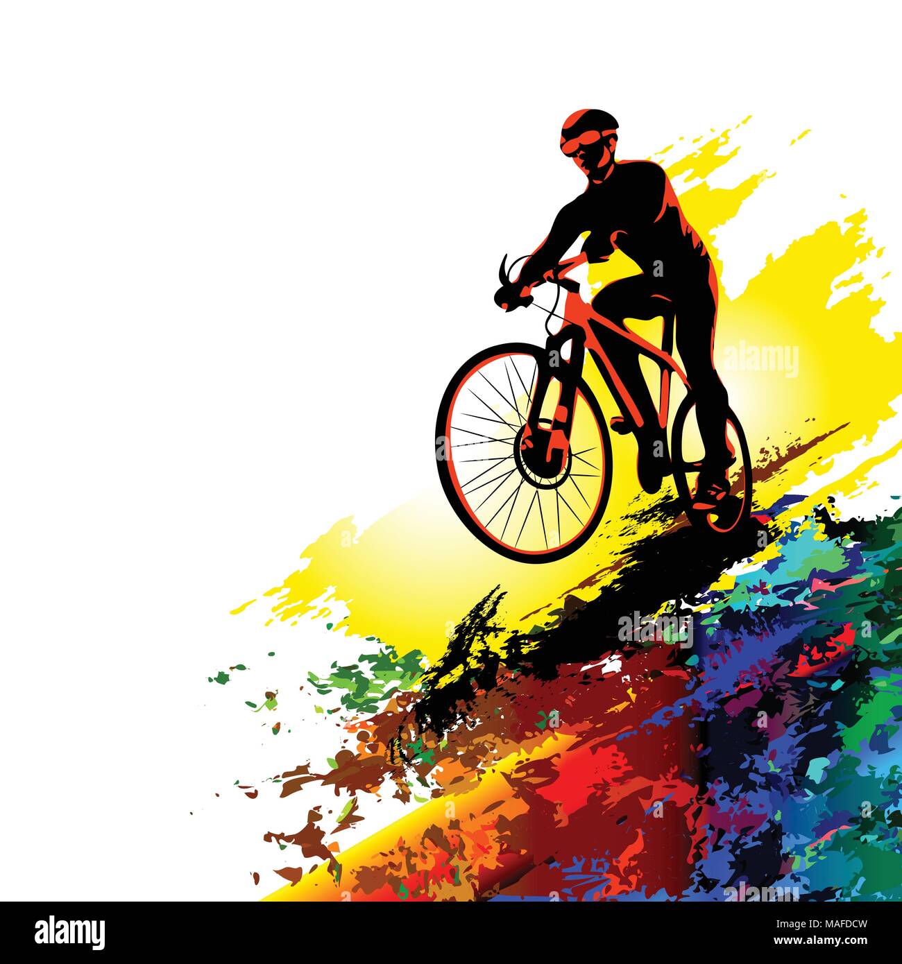 Escursioni in bicicletta l'uomo. Gli sport estremi illustrazione vettoriale. Illustrazione Vettoriale
