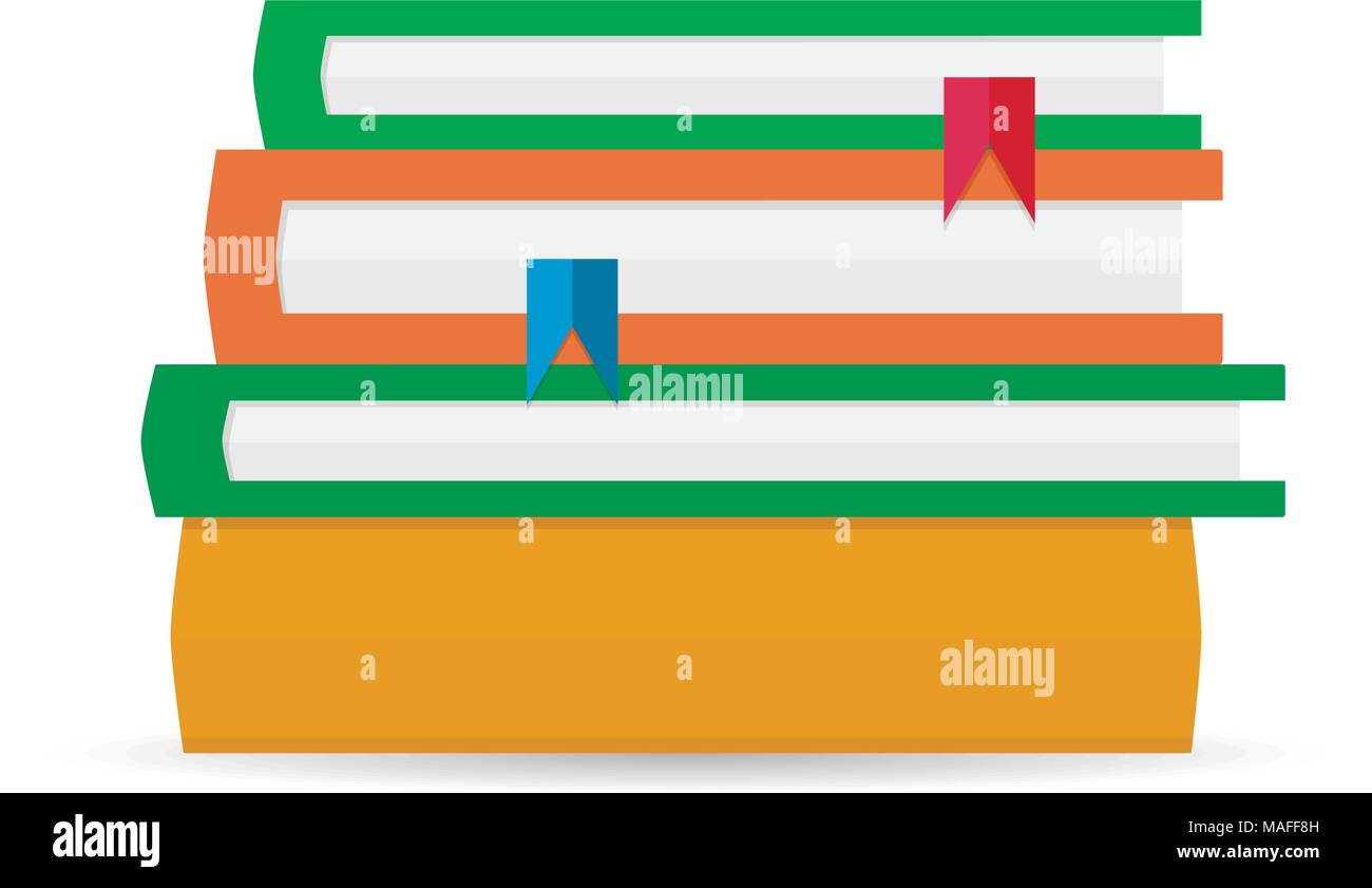 Pila di libri di piatto. Pila di libri isolato, prenota pila per la lettura, illustrazione vettoriale Illustrazione Vettoriale