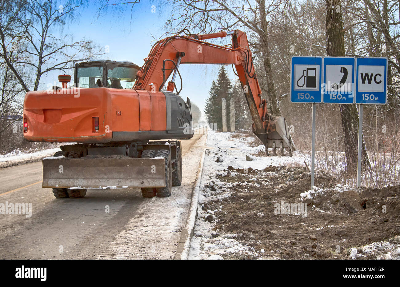 Lavori stradali. Lay piatto. Una chiusura Foto Stock