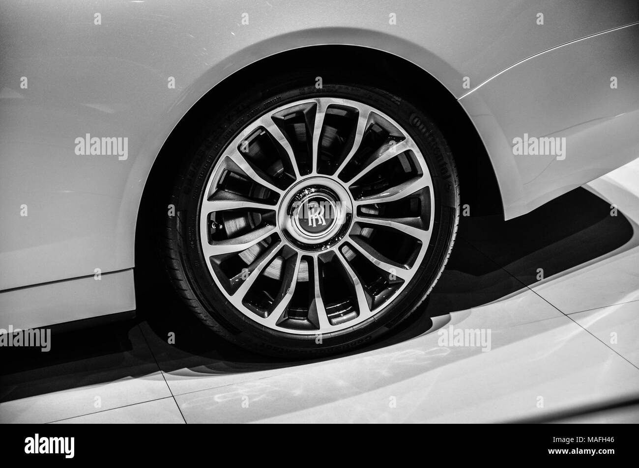 Ginevra, Svizzera - 17 Marzo 2018: Rolls Royce Superfast sports car presentata all'88Geneva International Motor Show. Foto Stock