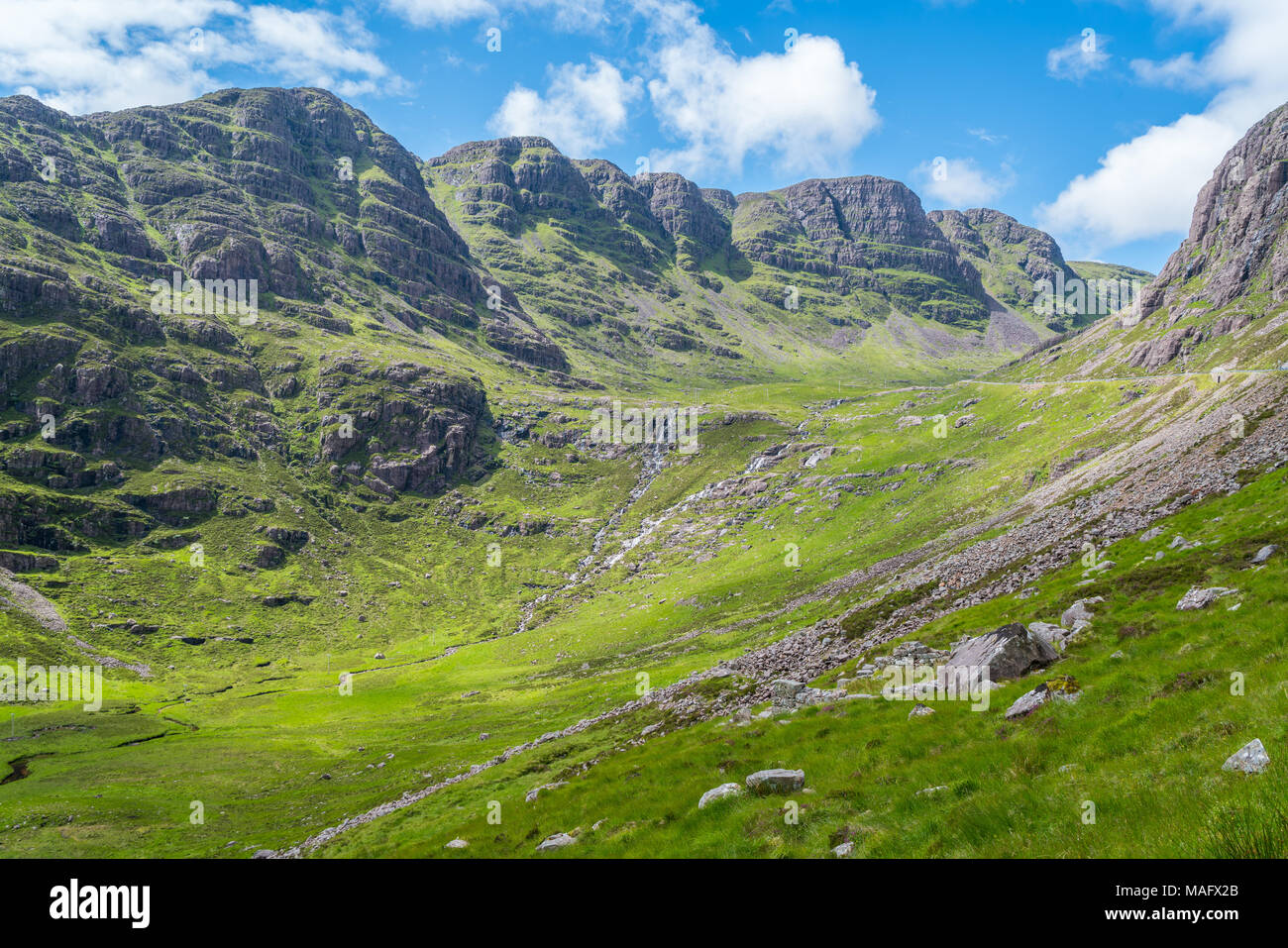 Vista panoramica Vicino Bealach na Ba Viewpoint, nella penisola di Applecross in Wester Ross, Higlands scozzesi. Foto Stock