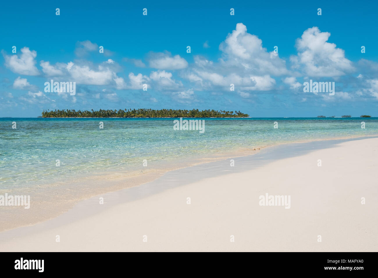 Spiaggia di sabbia bianca e palme sull isola - San Blas Foto Stock