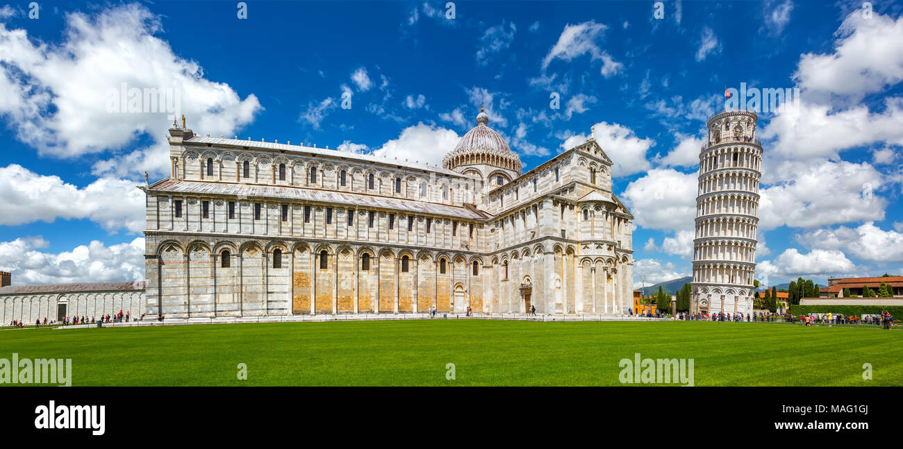 La cattedrale e la Torre Pendente di Pisa Foto Stock