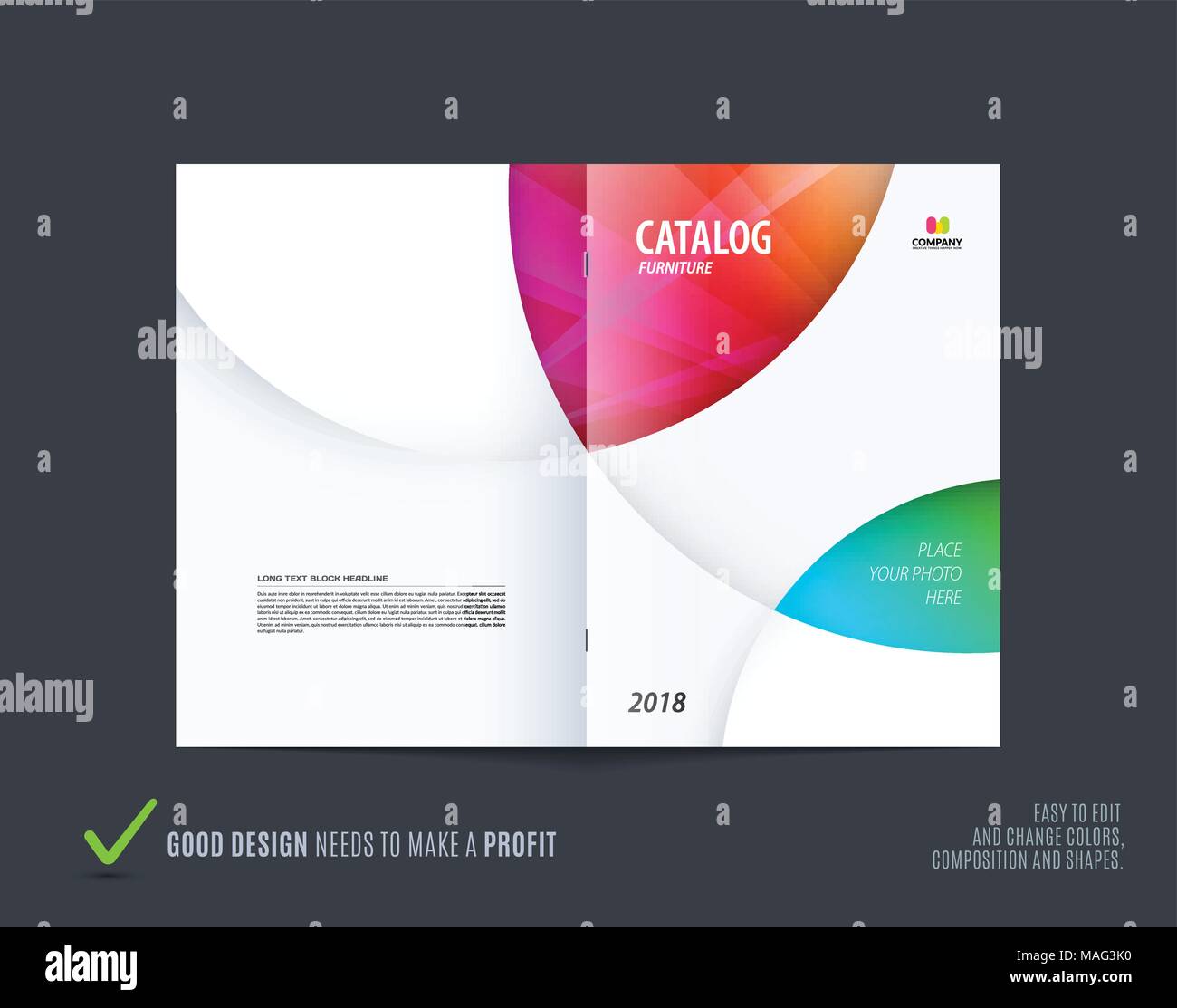 Brochure astratta design, moderno catalogo, coperchio centerfold, flyer in formato A4 Illustrazione Vettoriale