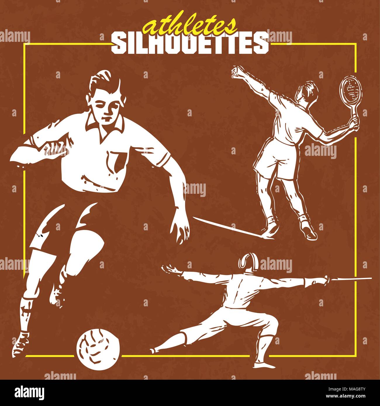 Silhouette di atleti sportivi in diverse pose e giochi progetta in vettore Illustrazione Vettoriale