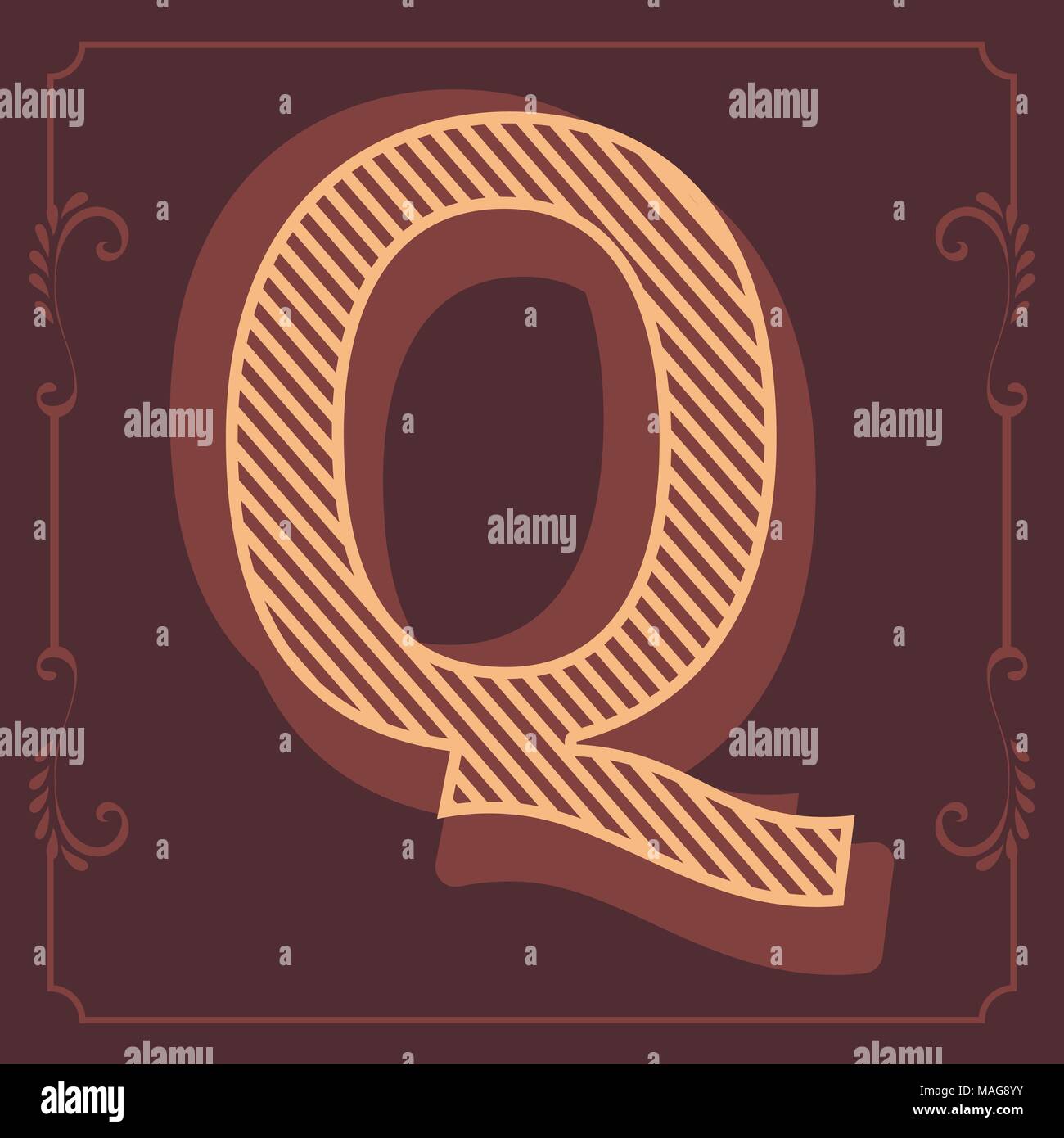 Lettere dell'alfabeto inglese in marrone vintage design di stile in vettore Illustrazione Vettoriale