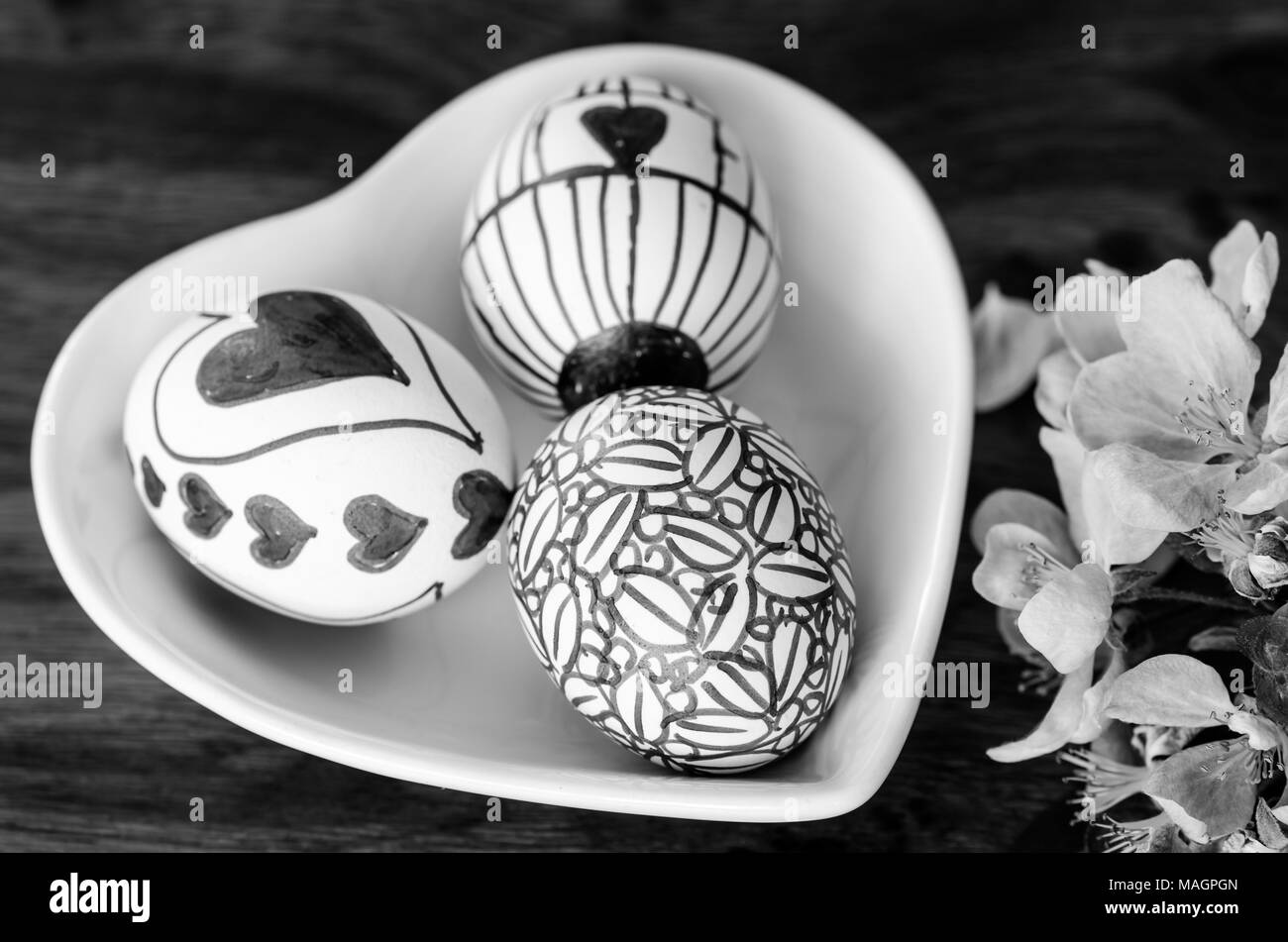 Disegni fatti a mano disegnato le uova di pasqua, Foto Stock