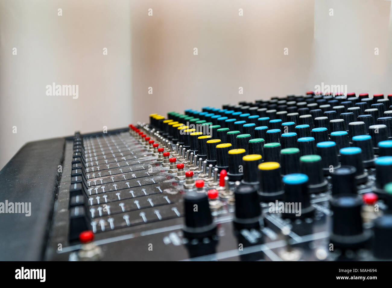 Console di miscelazione, miscelazione di scheda audio Foto Stock