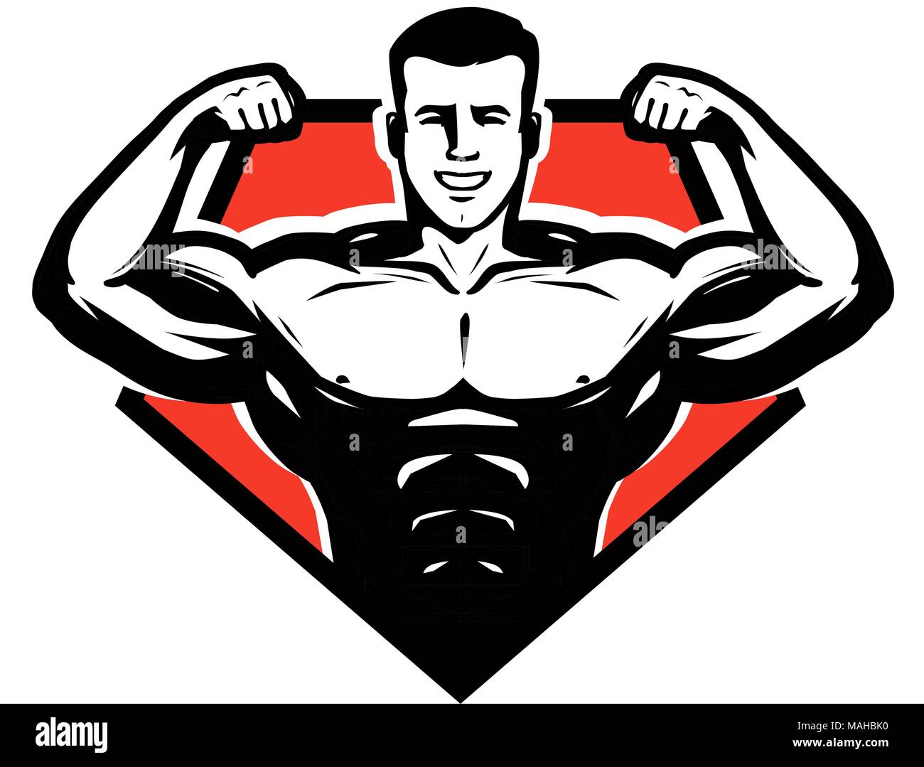 Palestra, bodybuilding, sollevamento pesi logo o etichetta. Sport simbolo. Illustrazione Vettoriale Illustrazione Vettoriale