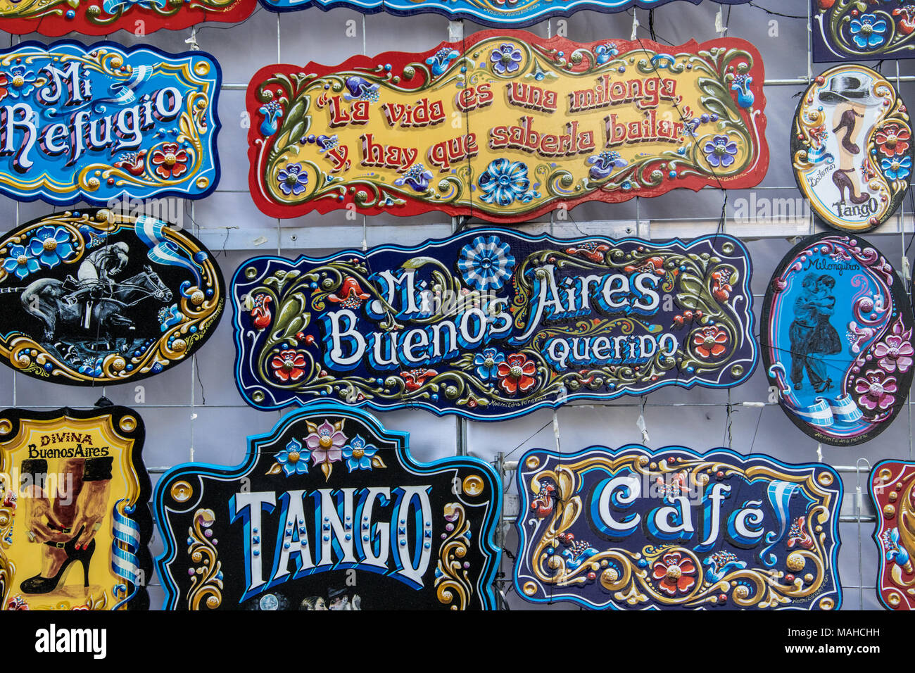Negozio di souvenir a Feria de San Telmo, mercato di domenica, Buenos Aires, Argentina Foto Stock