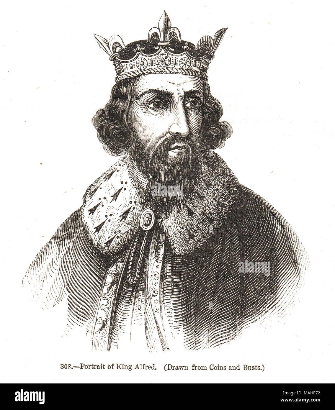 Re Alfredo il Grande del IX secolo il re del Wessex Foto Stock