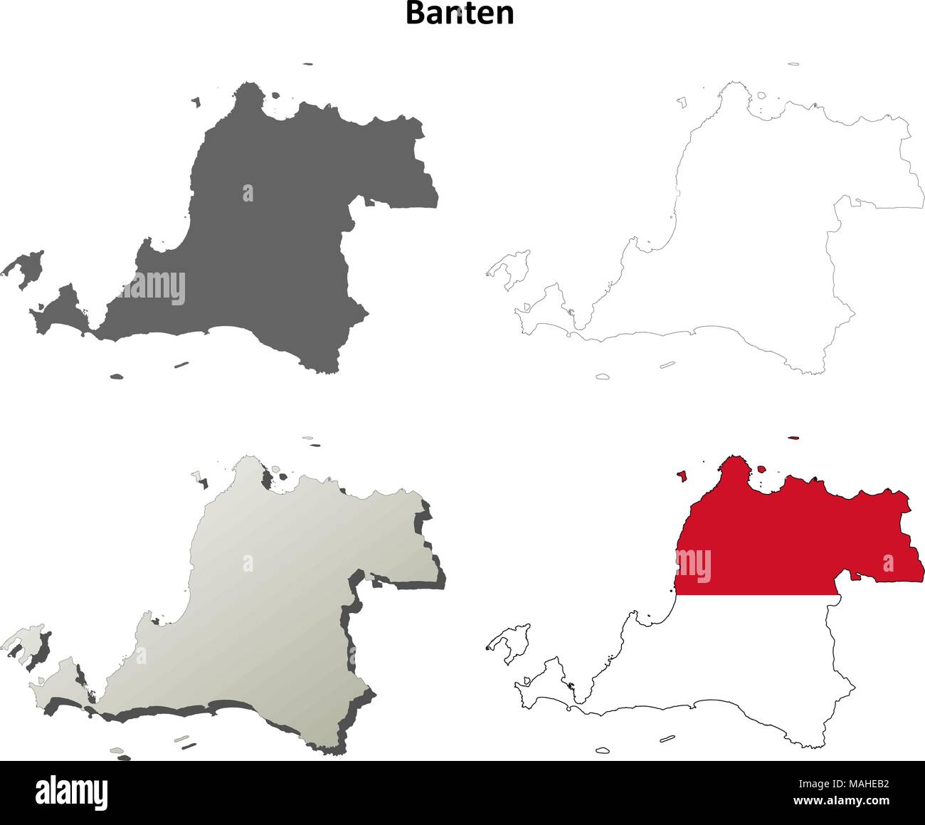 Banten vuoto mappa di contorno impostato Illustrazione Vettoriale