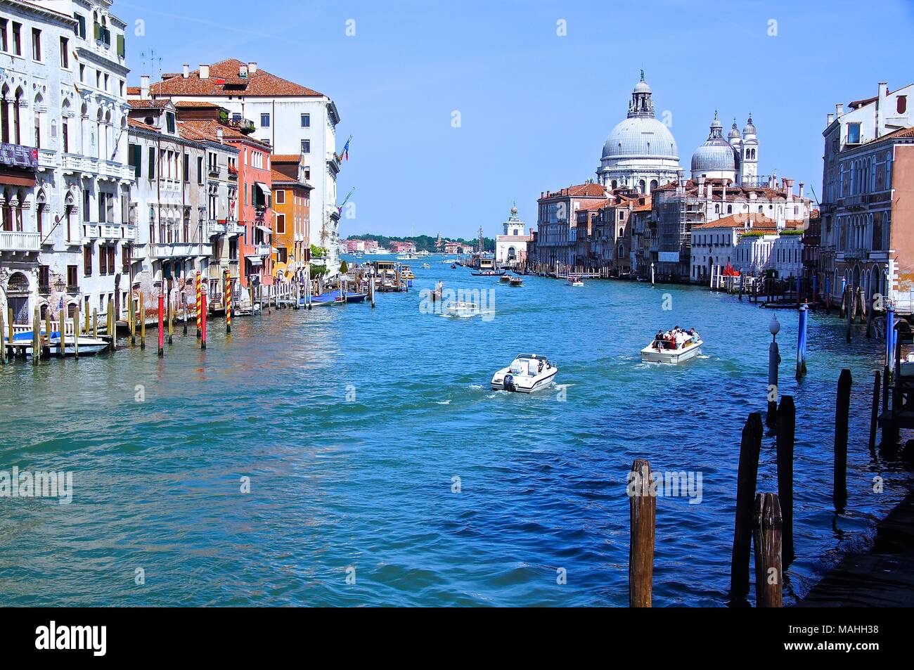 Il Canal Grande nel centro storico della città di Venezia Foto Stock