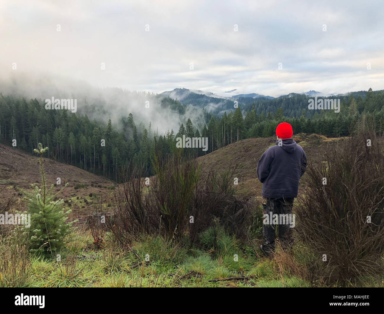 Caccia uomo Elk in Oregon Foto Stock