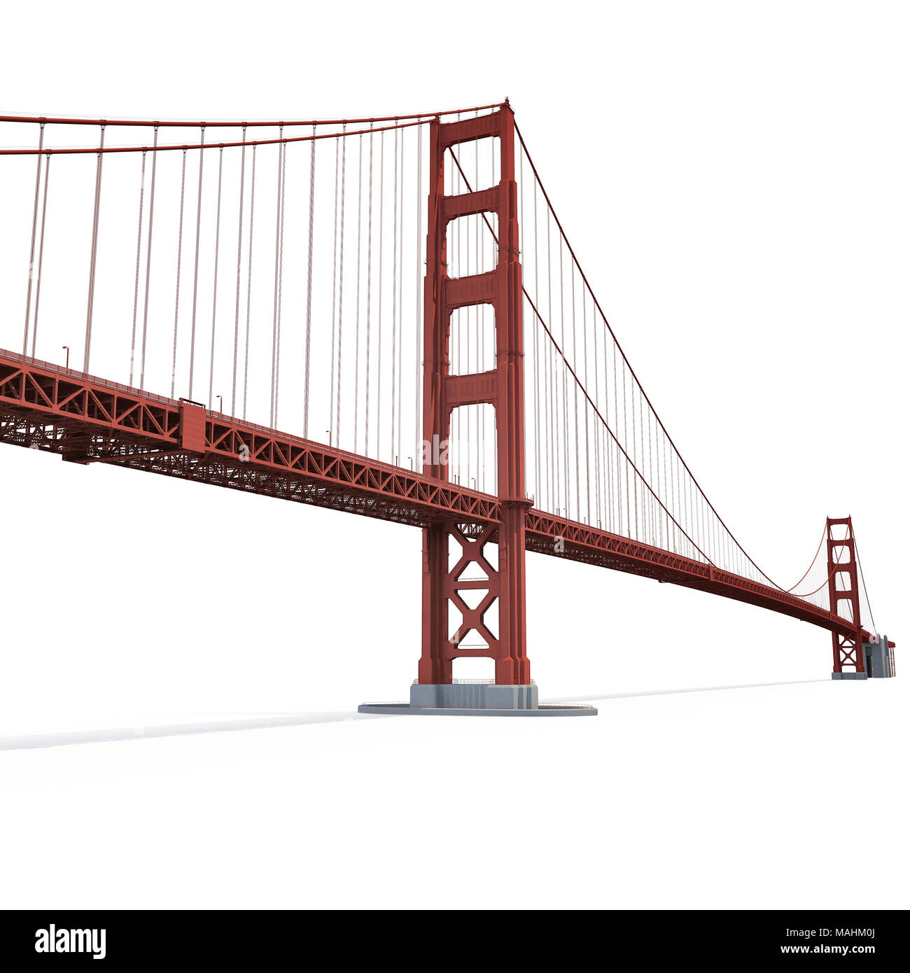 Golden Gate Bridge sul bianco. 3D illustrazione Foto Stock