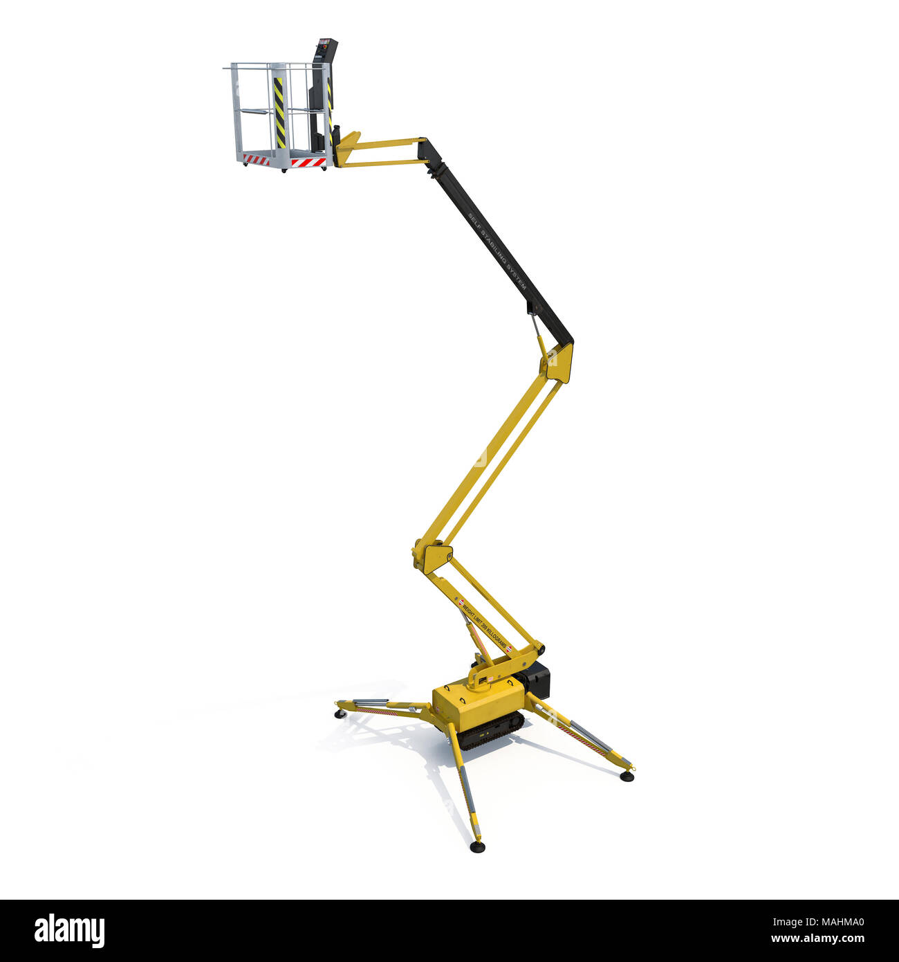 Extended elevatore a pantografo su bianco. 3D'illustrazione, tracciato di ritaglio Foto Stock