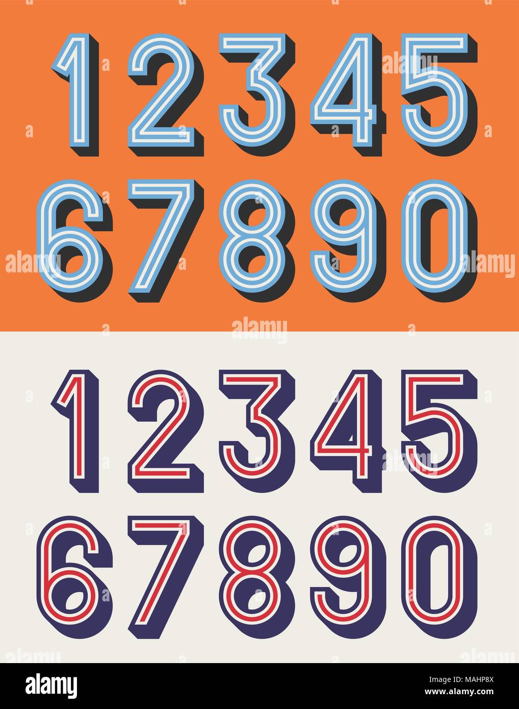 Illustrazione Vettoriale di vintage numeri in rilievo il carattere tipografico Illustrazione Vettoriale