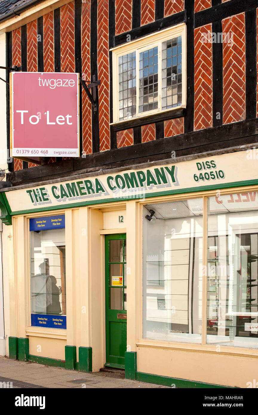 Telecamera chiusa shop, Diss, Norfolk Foto Stock