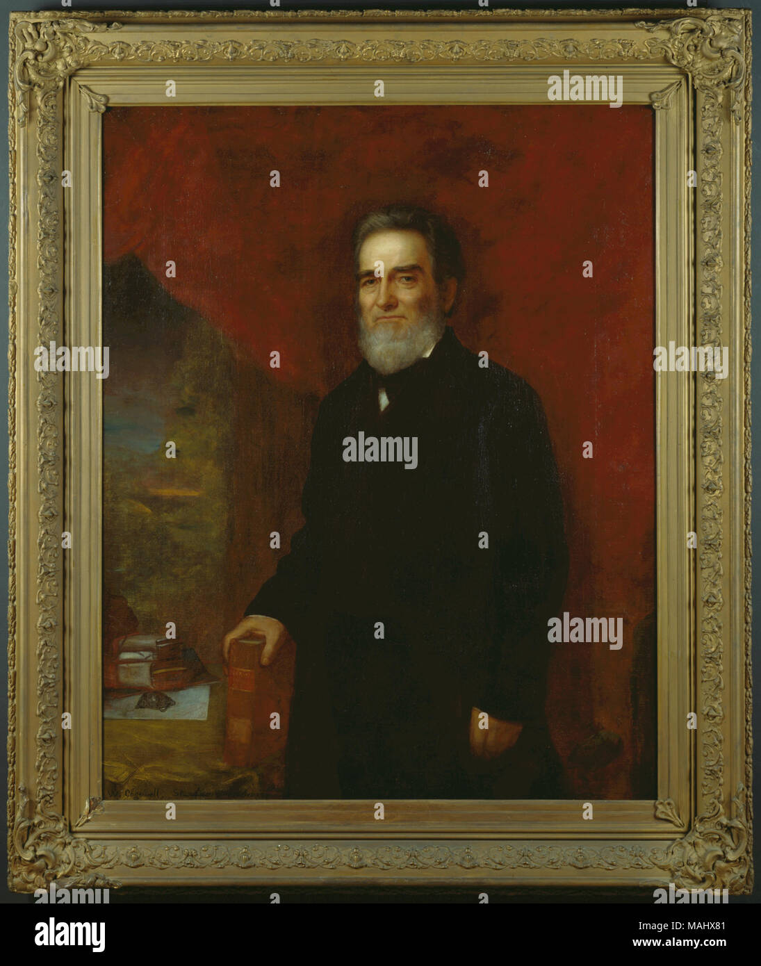 A piena lunghezza Ritratto di Edward Bates, 1860 repubblicano candidato presidenziale e il Procuratore Generale di Lincoln, dipinta da William F. Cogswell. Titolo: incorniciato dipinto a olio di Edward Bates da William F. Cogswell . 1860. William F. Cogswell Foto Stock