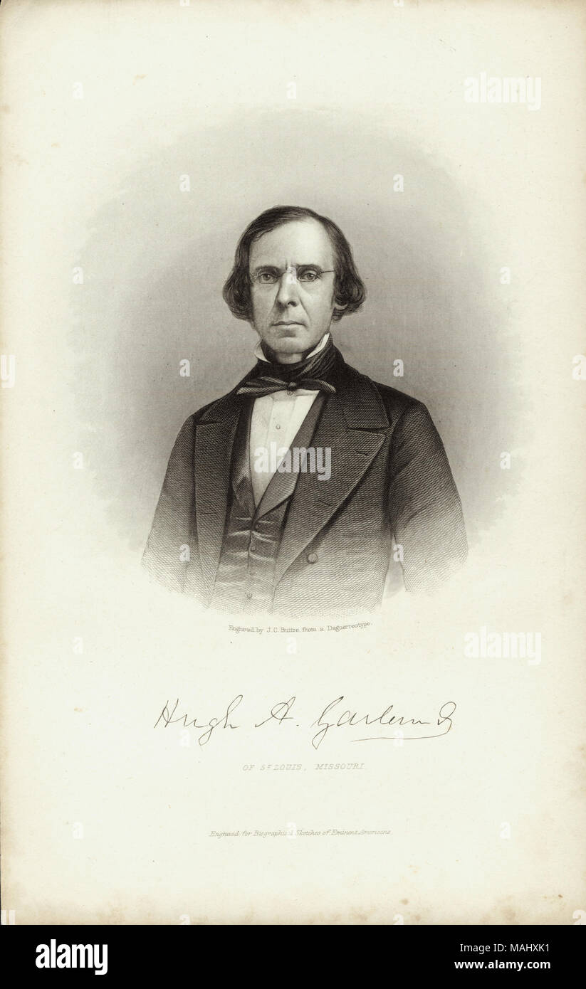Hugh A. Garland. Incisione in acciaio da J.C. Buttre, 1853. Da ritratti di Americani distinti, da John Davenport, 1853. II, p. 657. Titolo: Hugh A. Garland. . 1853. J.C. Buttre Foto Stock
