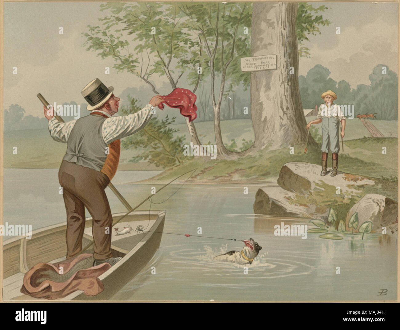 Nome file: 07 11 001184 Titolo: Scena di pesca creatore/collaboratore: Bensell, Edmund Birckhead, b. 1842 (artista); L. Prang & Co. (Editore) Data di pubblicazione: 1861-1897 (approssimativo) descrizione fisica nota: Genere: Chromolithographs; genere; le stampe di ritratti di Gruppo Posizione: Boston Public Library su 2011-08-04: Fotocamera: Sinar AG Sinarback 54 FW, Sinar m Foto Stock