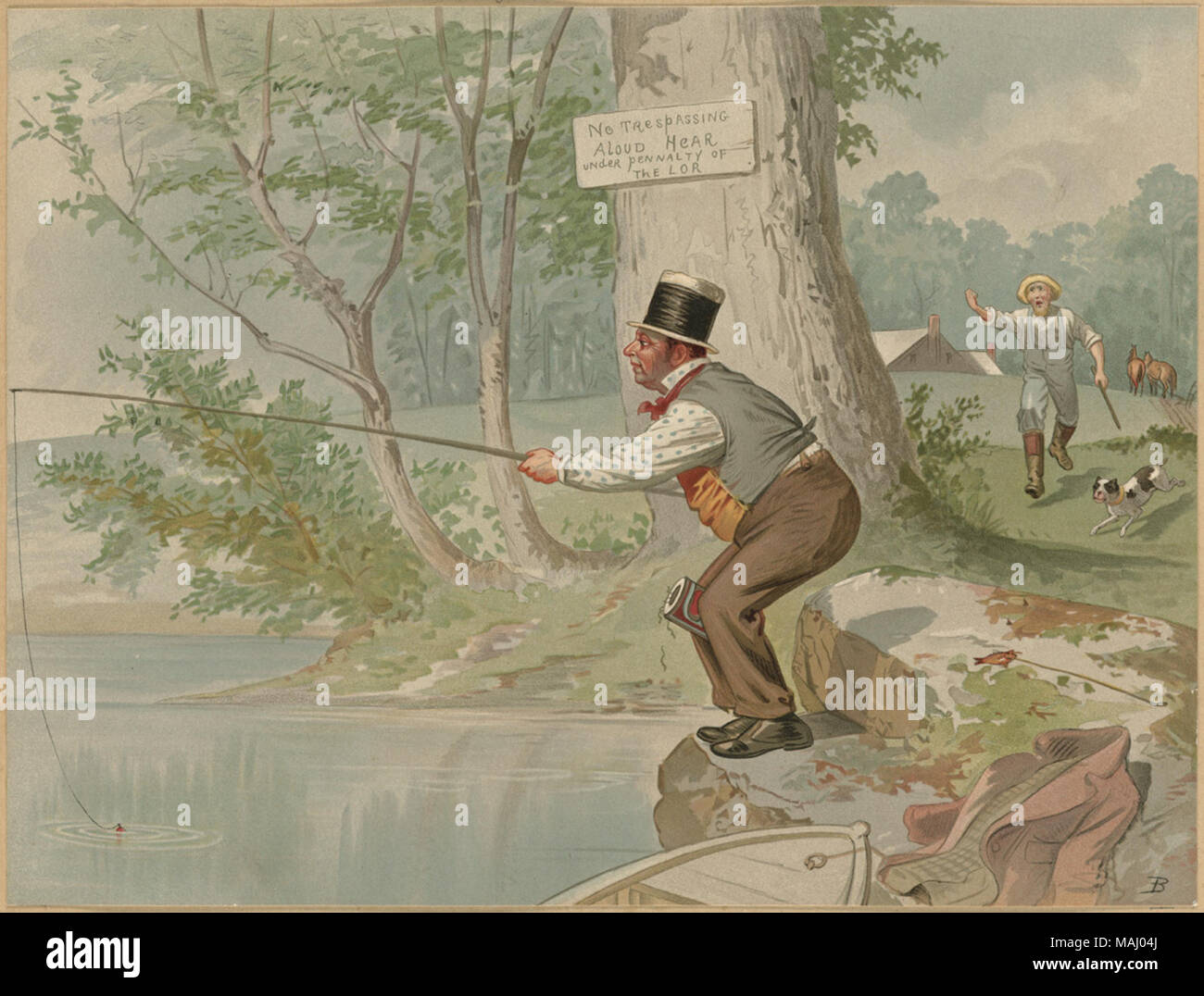 Nome file: 07 11 001185 Titolo: Scena di pesca creatore/collaboratore: Bensell, Edmund Birckhead, b. 1842 (artista); L. Prang & Co. (Editore) Data di pubblicazione: 1861-1897 (approssimativo) descrizione fisica nota: Genere: Chromolithographs; genere; le stampe di ritratti di Gruppo Posizione: Boston Public Library su 2011-08-04: Fotocamera: Sinar AG Sinarback 54 FW, Sinar m Foto Stock