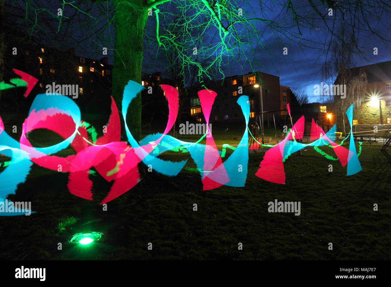 Colpi di scena e svolte creato con una luce speciale strumento di pittura Foto Stock