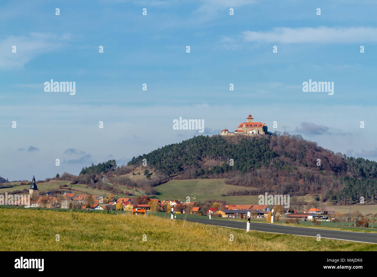 Blick auf die Wachsenburg in Turingia Foto Stock