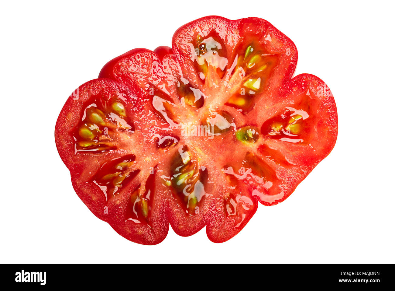 Costoluto di Parma cimelio nervata fetta di pomodoro, vista dall'alto Foto Stock