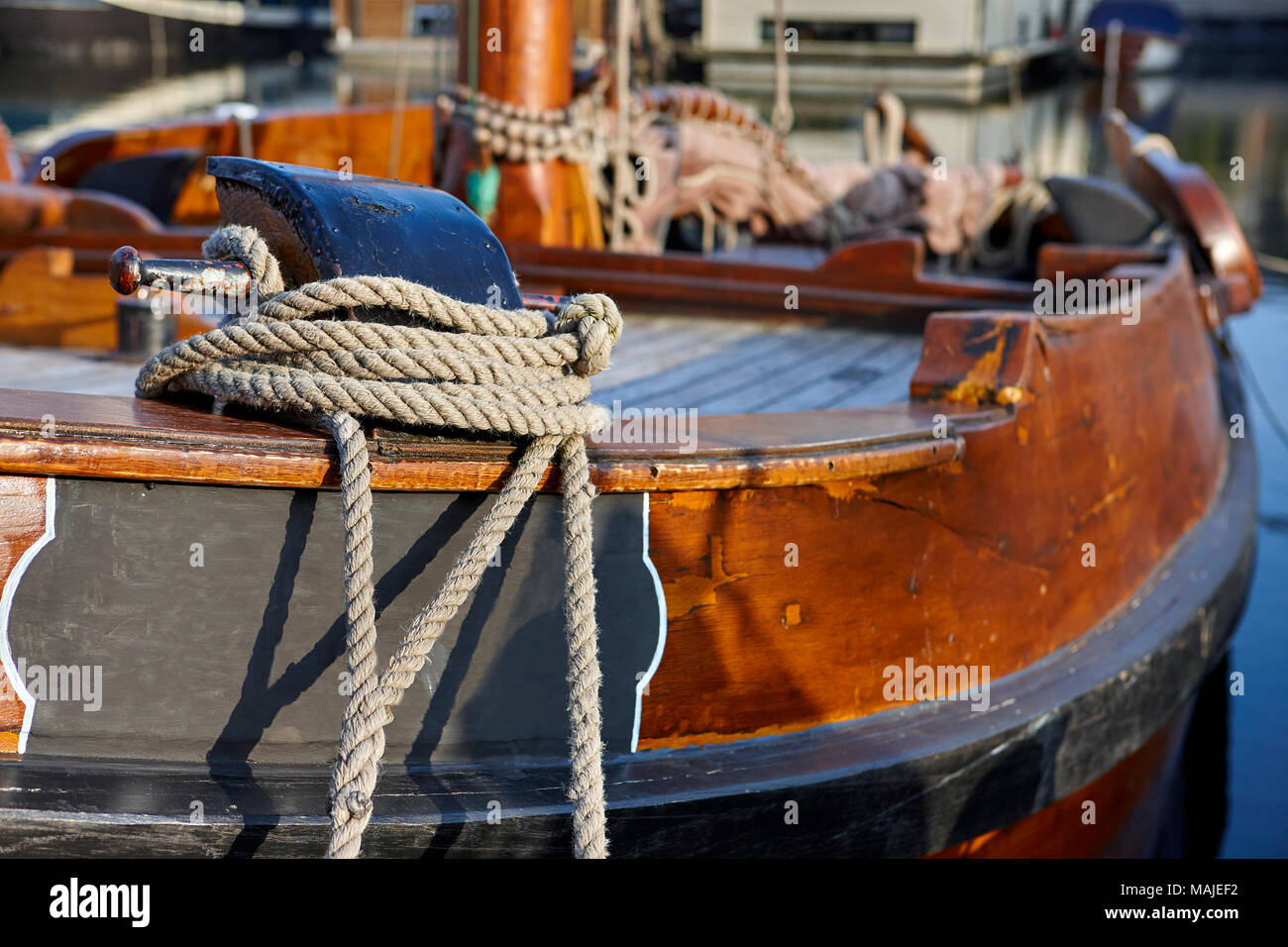 Immagine astratta della vela olandese Tjalk ad Amsterdam, nei Paesi Bassi, Olanda Foto Stock
