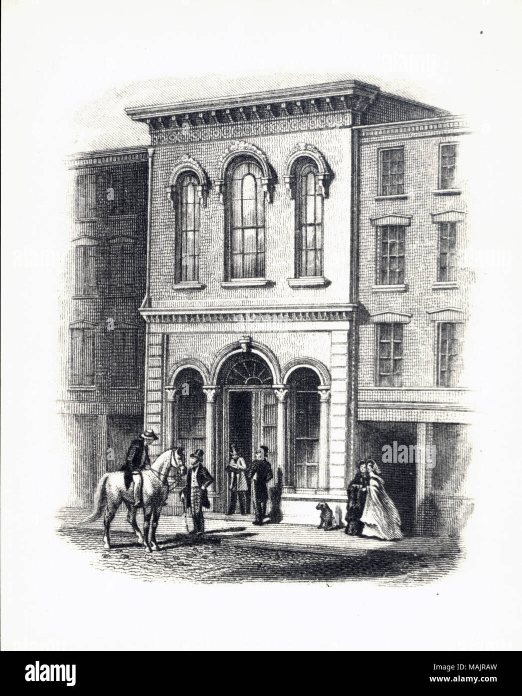 Titolo: Exchange Bank, Third Street e Washington Avenue. . 1857. Foto Stock