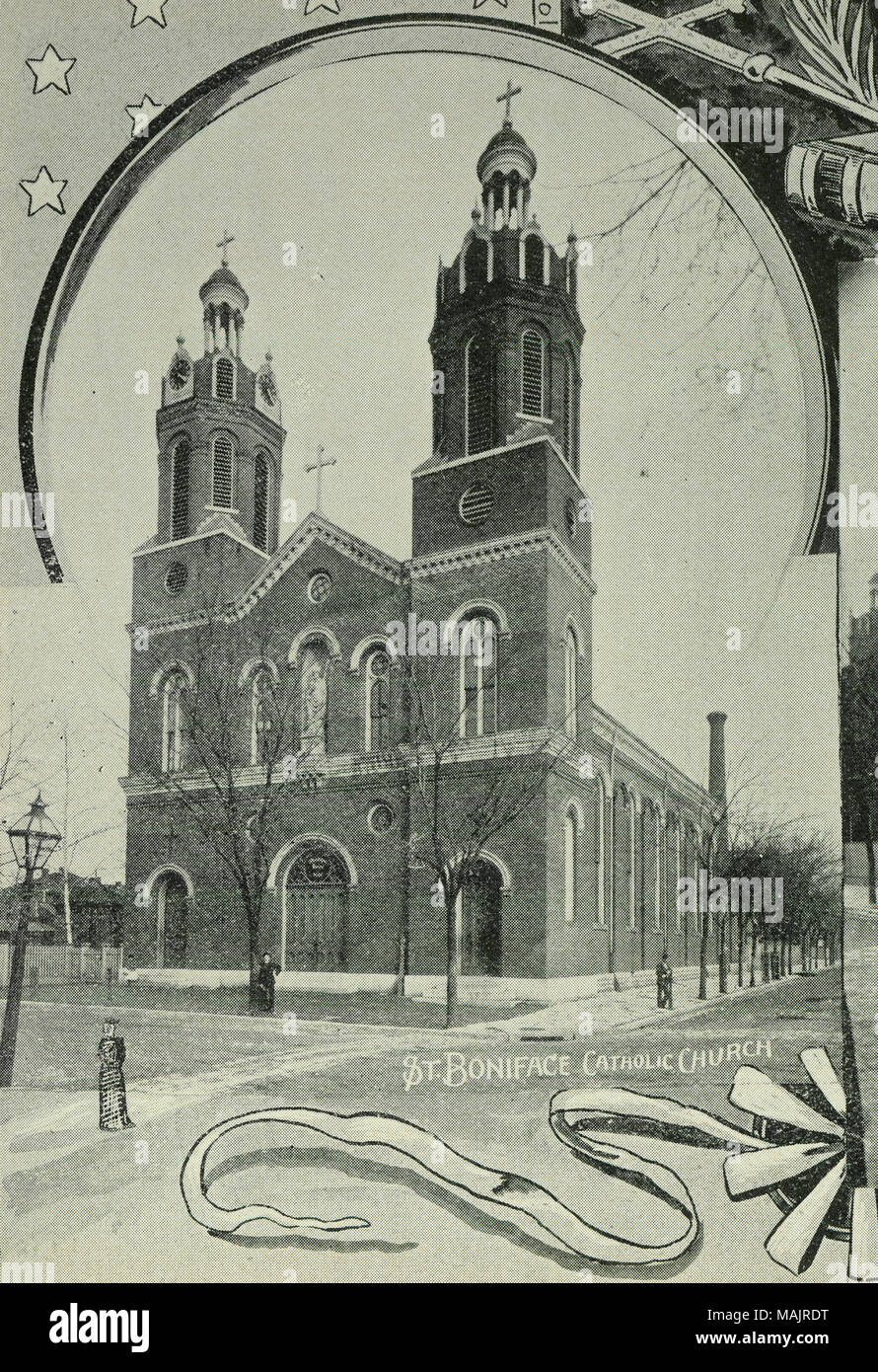 Titolo: san Bonifacio Chiesa cattolica in Carondelet. 7622 Michigan Avenue. Parrocchia di active 1860-2005. Dal libretto di Souvenir Carondelet pubblicato da T. J. Herbel e Co. . 1893. Foto Stock