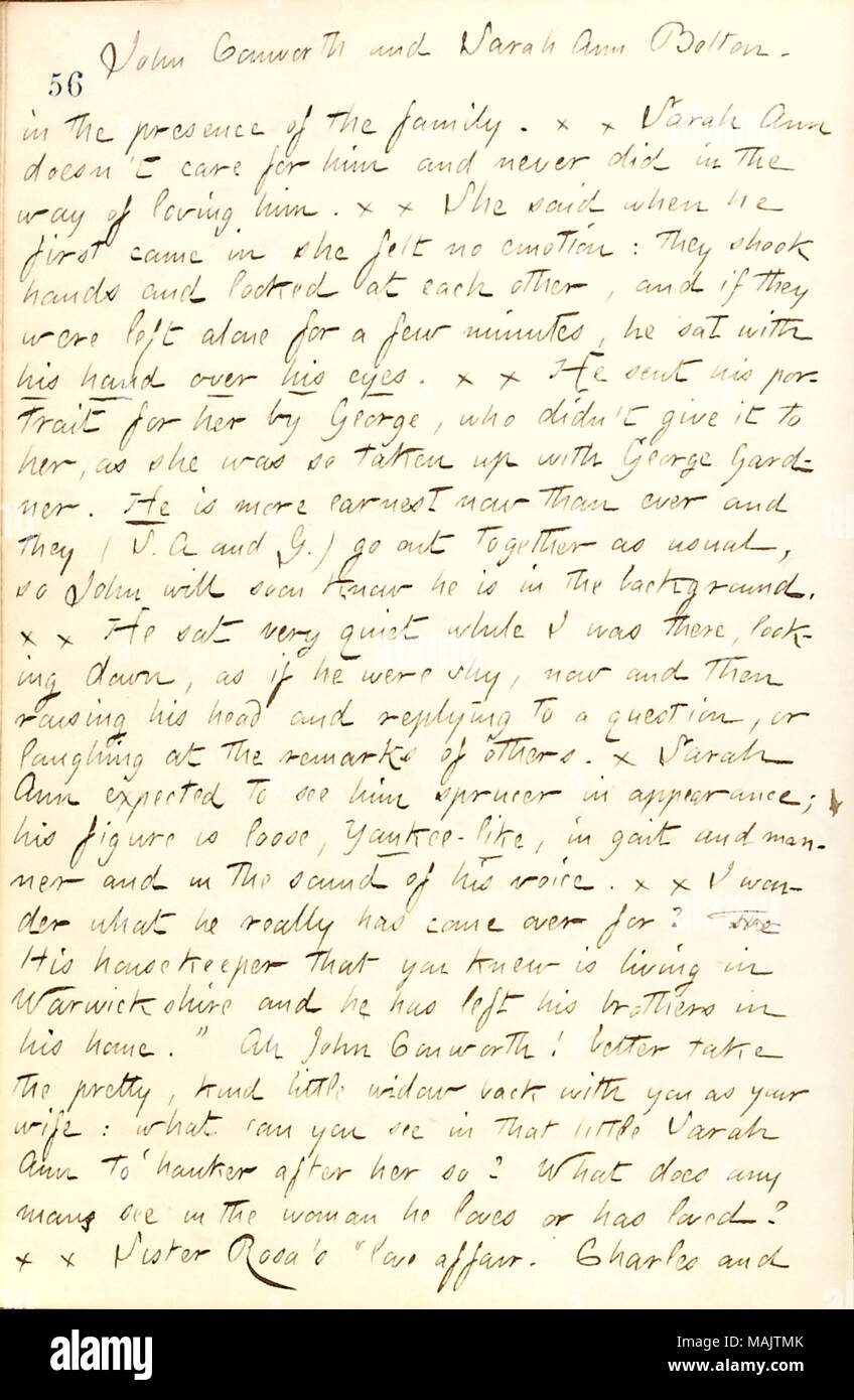 Descrive una lettera da Hannah Bennett con notizie dall'Inghilterra. Titolo: Thomas Butler diari Gunn: Volume 21, pagina 61, 10 novembre 1862 . Il 10 novembre 1862. Gunn, Thomas Butler, 1826-1903 Foto Stock