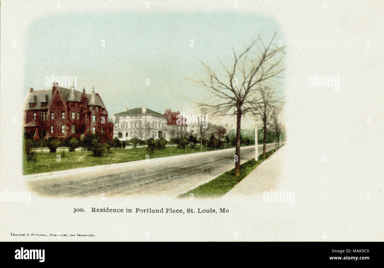 Residences in Portland Place. L-R: 19 Portland Place, Oliver A. Hart residence, costruito 1893; 15 Portland Place, William D. Orthwein, costruito 1898; 11 Portland Place, William K. Bixby, costruito nel 1892. Titolo: Residences a 11- 19 Portland Place. . 1904. Edward H. Mitchell Foto Stock