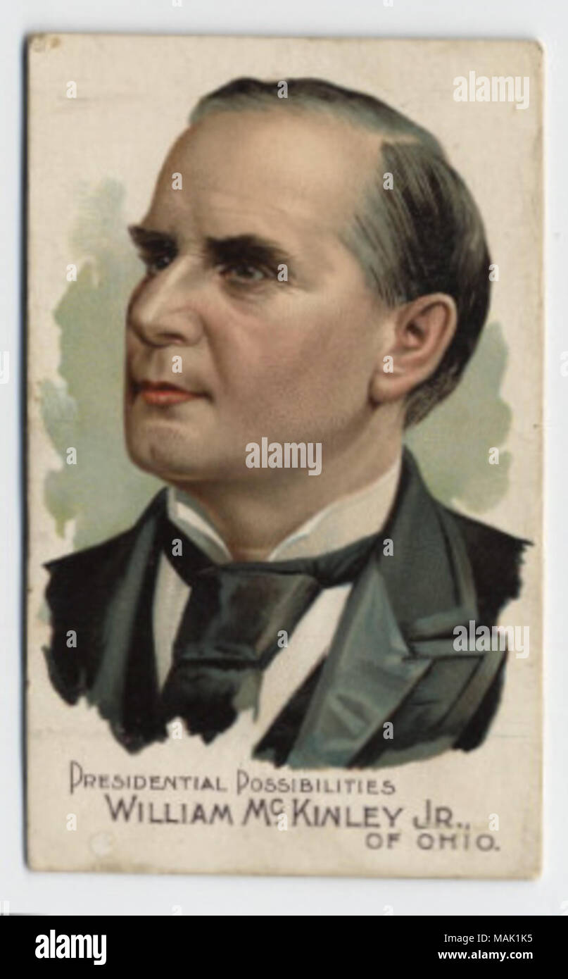 Scheda inserita in un sacchetto di tabacco da parte del Duca Tobacco Company di Ohio governatore William McKinley, considerata una possibilità presidenziale nel 1892 . circa 1892. Il duca Tobacco Company Foto Stock