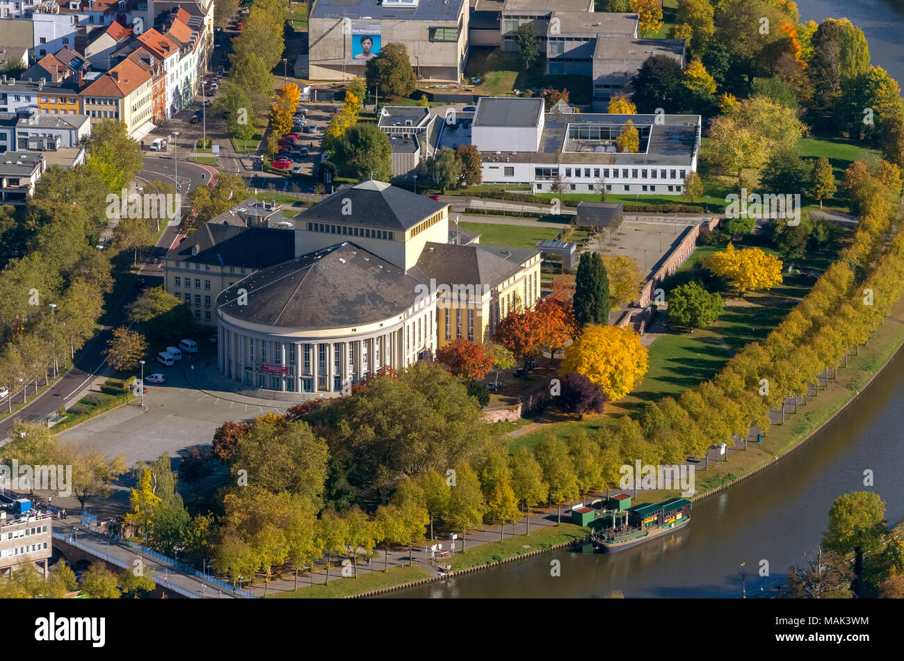 Vista aerea, Saarland Teatro di Stato GmbH, Saarbrücken Saarland, Germania, Europa, uccelli-occhi vista, Vista aerea, la fotografia aerea, la fotografia aerea Foto Stock