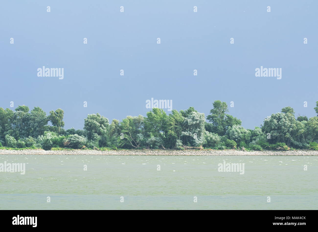 Estate Fiume Danubio tempesta con vento forte Foto Stock