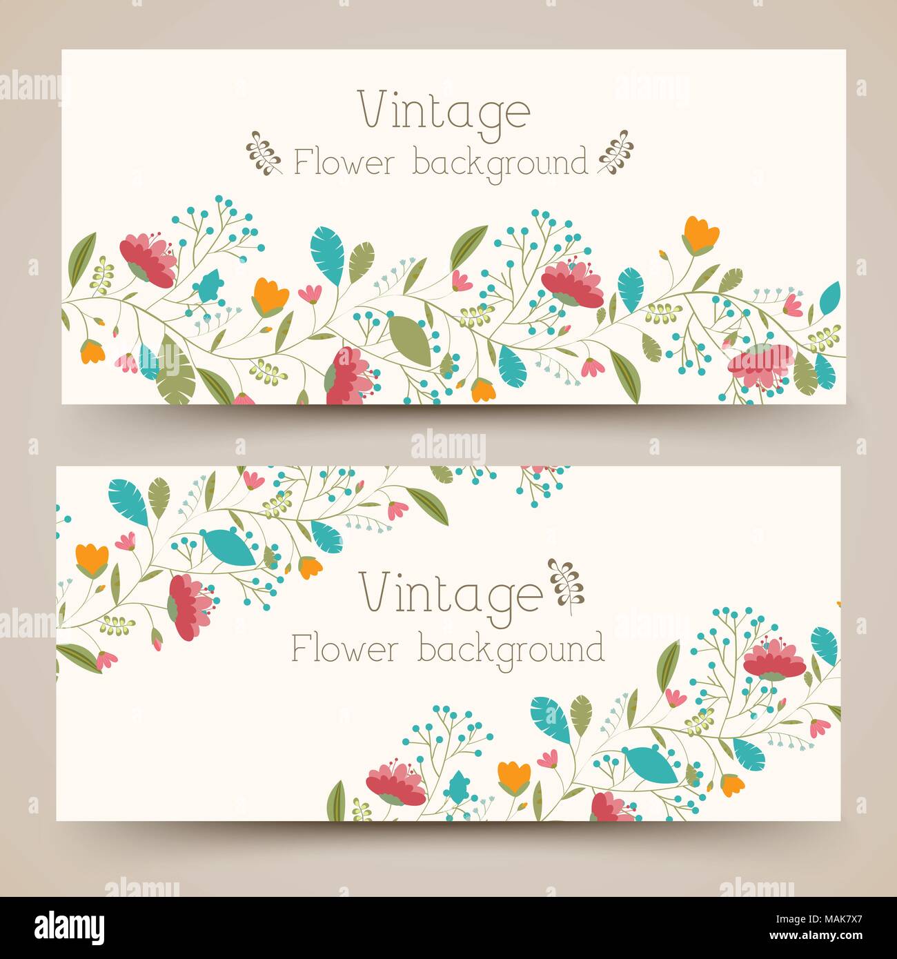 Retrò fiore banner verticale concetto. Illustrazione Vettoriale design Illustrazione Vettoriale