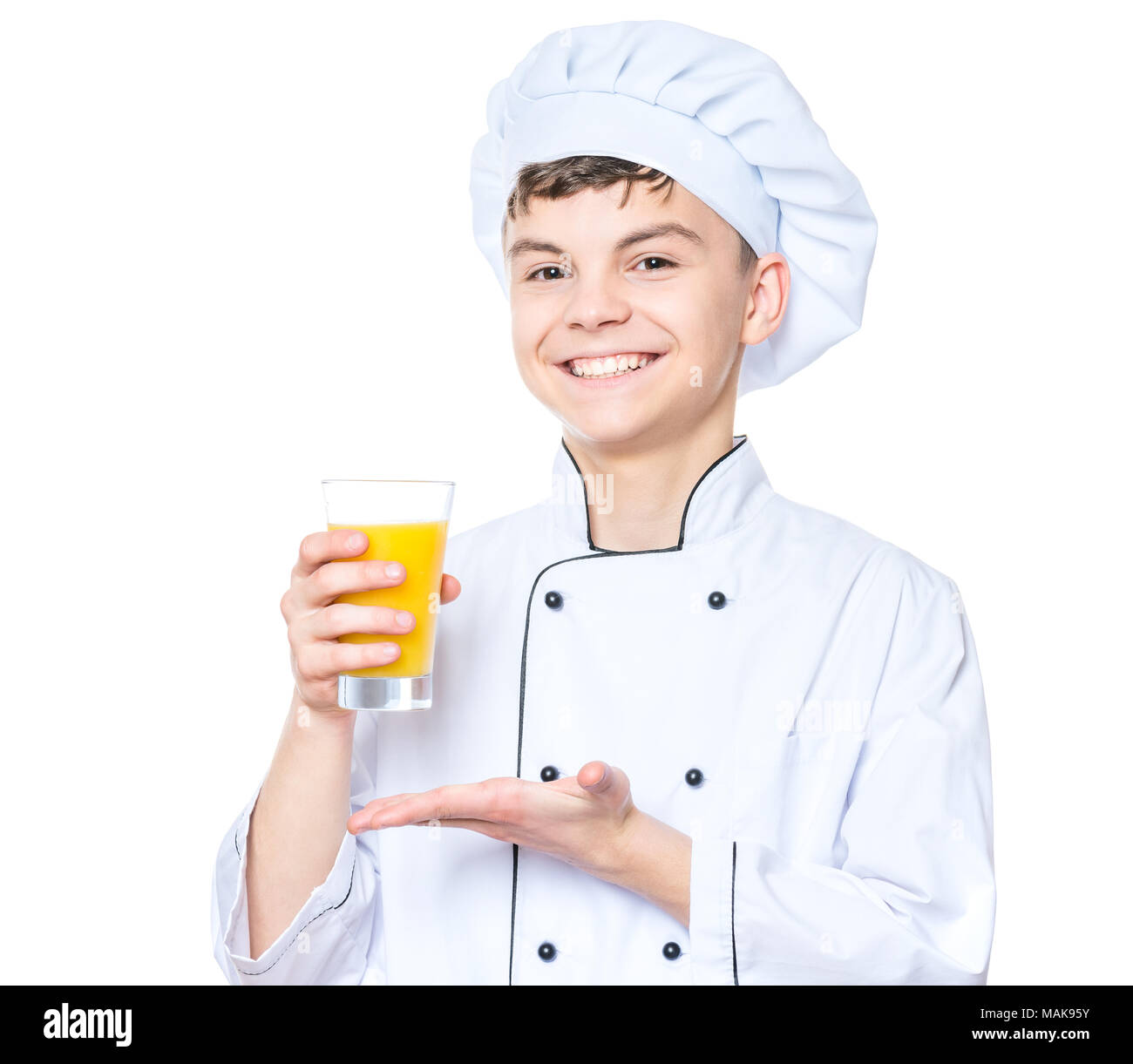 Teen boy indossano uniformi dello chef Foto Stock