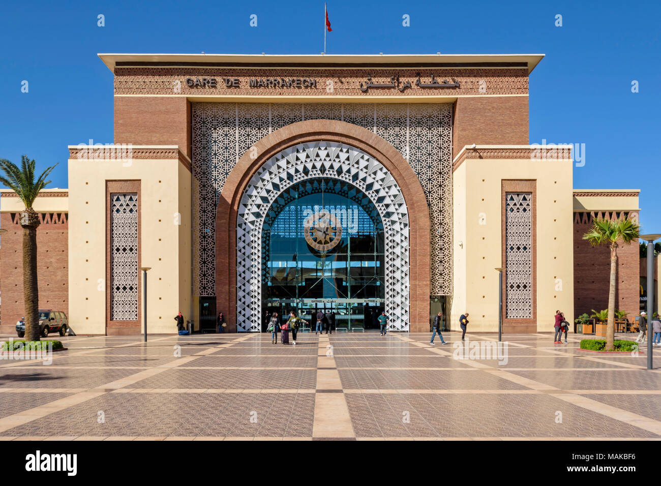 Il Marocco Marrakech LA STAZIONE FERROVIARIA ENTRATA PRINCIPALE Foto Stock