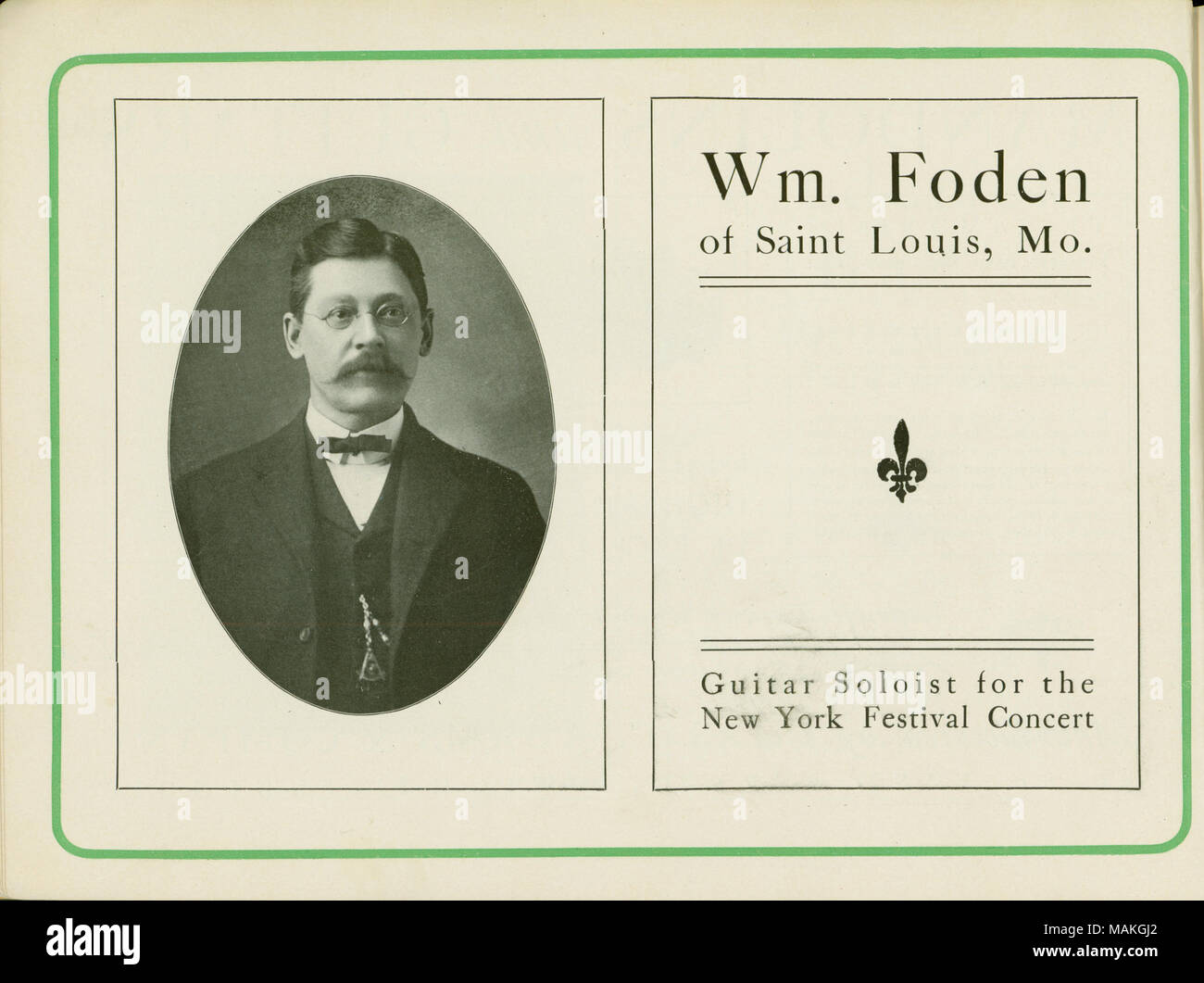 Programma per il concerto presso la Carnegie Hall di New York City, comprese le prestazioni da William Foden. Titolo: Programma: C.L. Partee il mandolino, chitarra e banjo Gran Concerto, Gennaio 29, 1904 . Il 29 gennaio 1904. Foto Stock